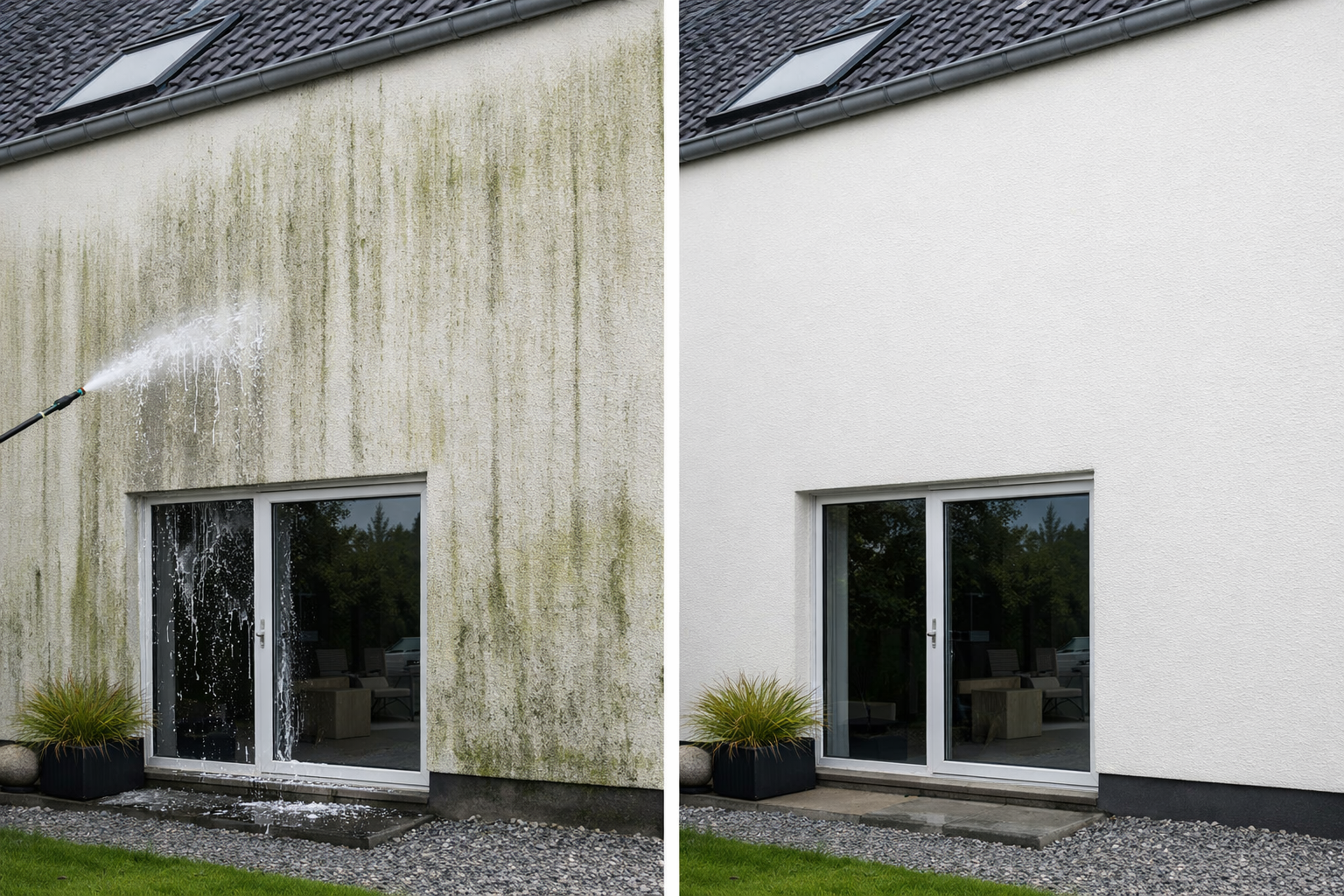 Softwash gevelreiniging resultaat